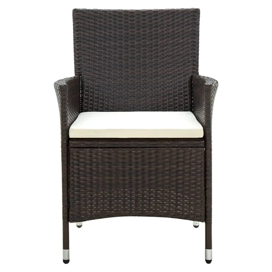 Chaises de jardin avec coussins lot de 4 Résine tressée Marron - 3