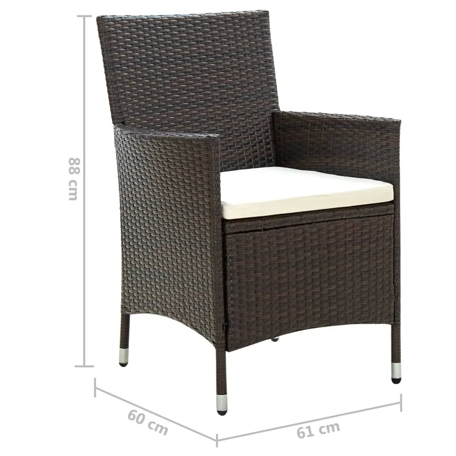 Chaises de jardin avec coussins lot de 4 Résine tressée Marron - 7