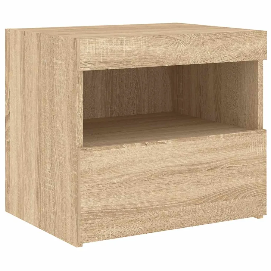 Tables de chevet et lumières LED 2 pcs chêne sonoma 50x40x45 cm - 7
