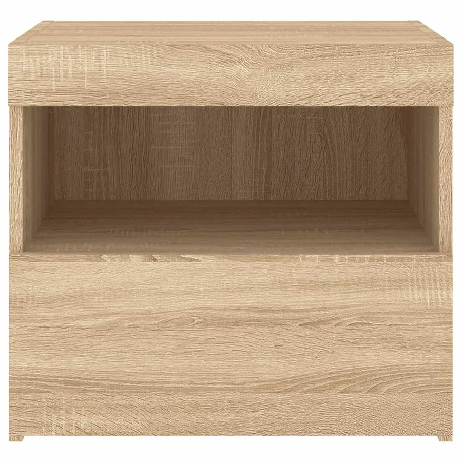 Tables de chevet et lumières LED 2 pcs chêne sonoma 50x40x45 cm - 9