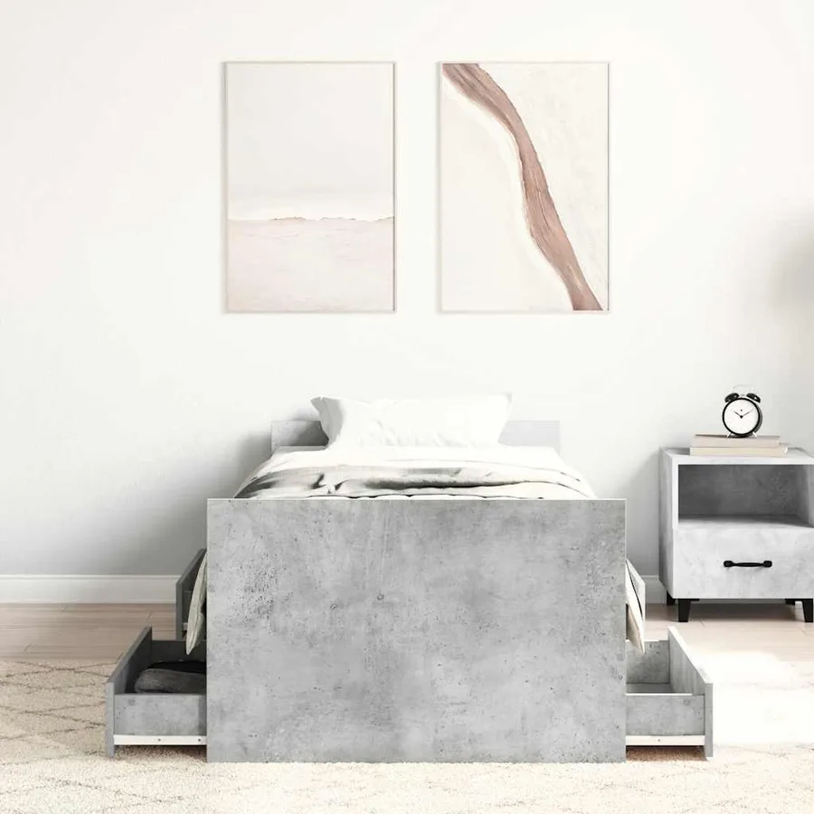 Cadre de lit sans matelas gris béton 90x190 cm - 3