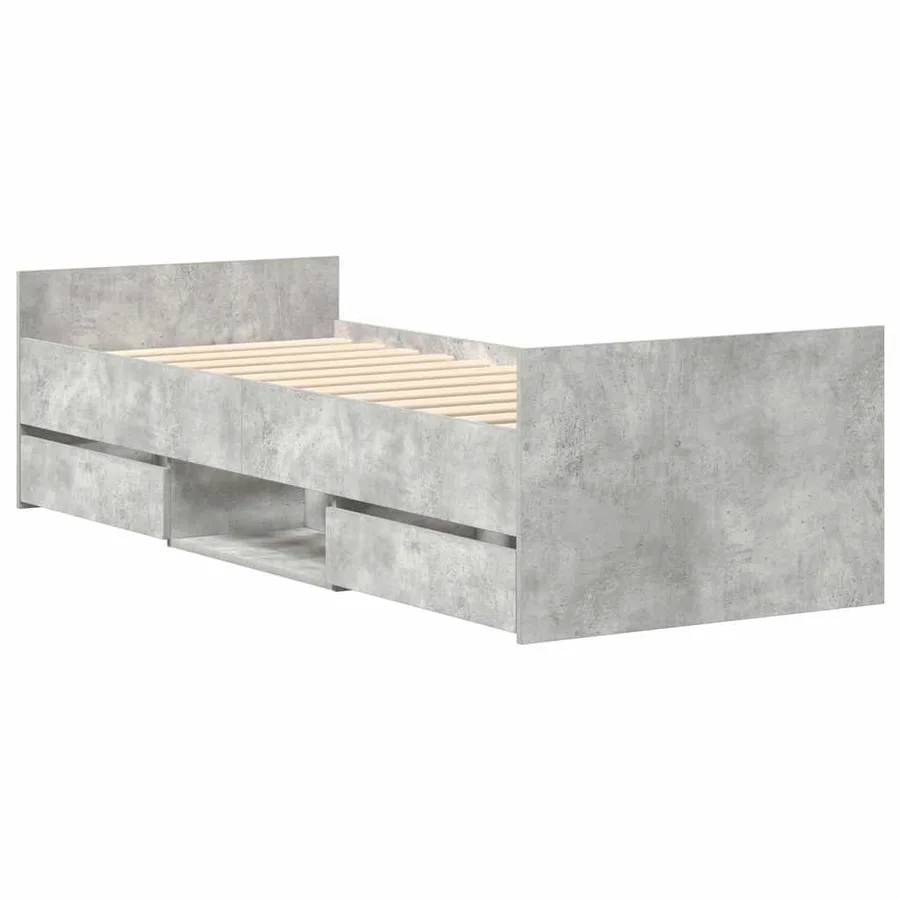 Cadre de lit sans matelas gris béton 90x190 cm - 4