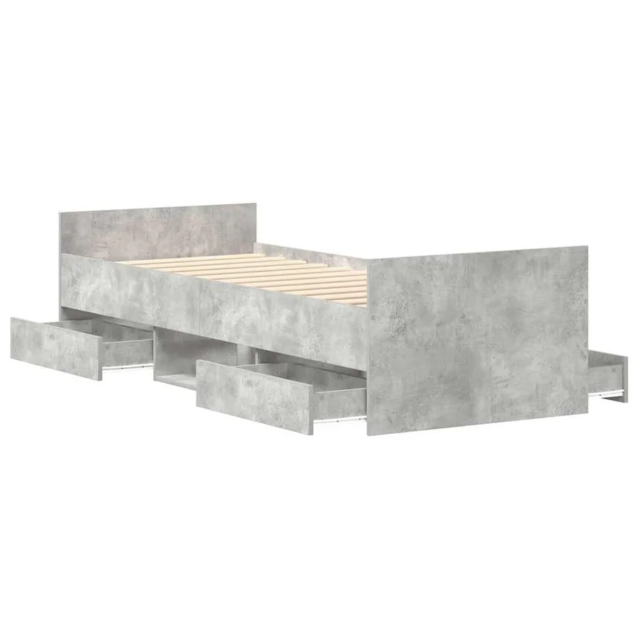 Cadre de lit sans matelas gris béton 90x190 cm - 5