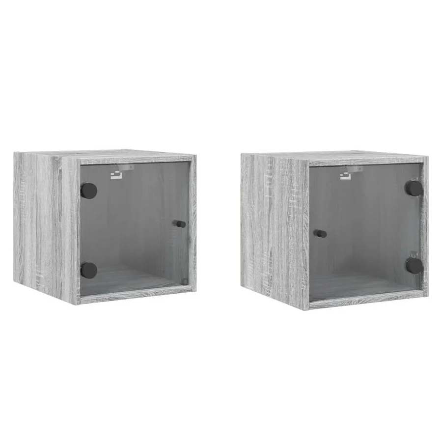 Tables de chevet et portes vitrées 2pcs sonoma gris 35x37x35cm - 2
