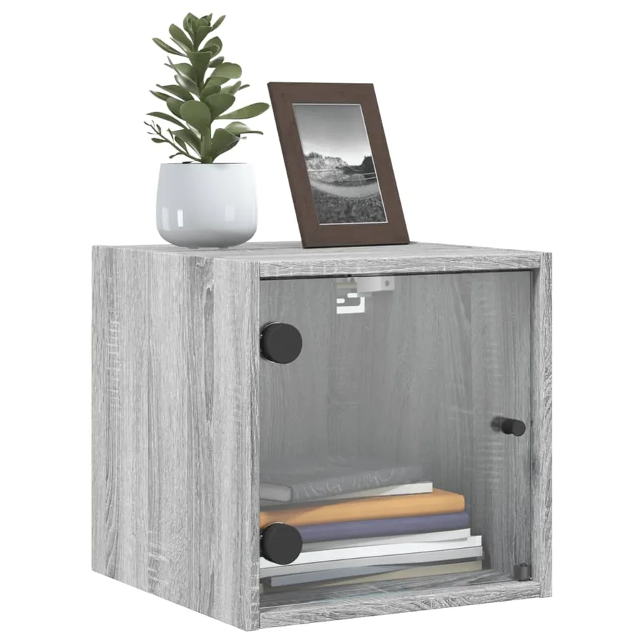 Tables de chevet et portes vitrées 2pcs sonoma gris 35x37x35cm - 4