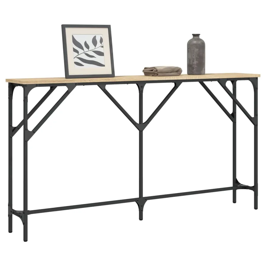 Table console chêne sonoma 140x23x75 cm bois d'ingénierie - 3
