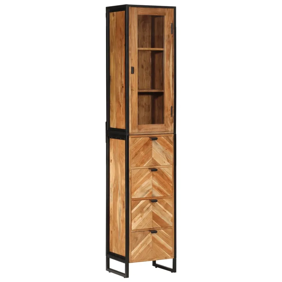 Armoire de salle de bain 40x27x190 cm bois massif d'acacia - 12