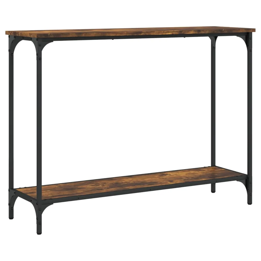 Table console chêne fumé 101x30,5x75 cm bois d'ingénierie - 2