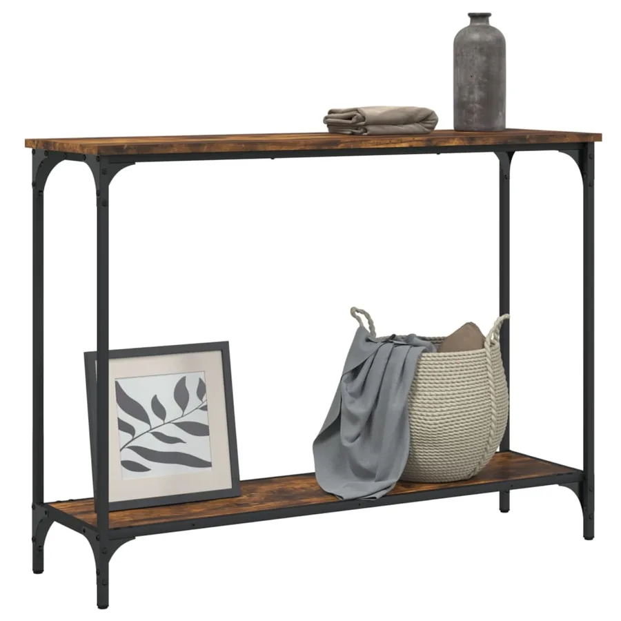 Table console chêne fumé 101x30,5x75 cm bois d'ingénierie - 3