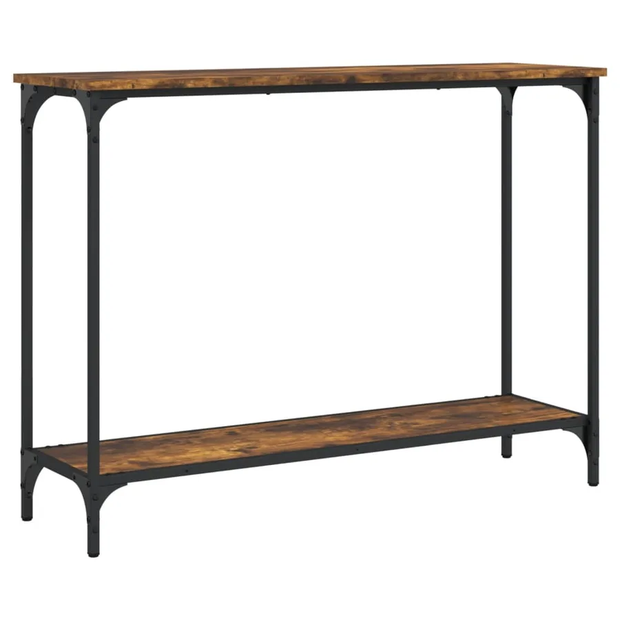 Table console chêne fumé 101x30,5x75 cm bois d'ingénierie - 6
