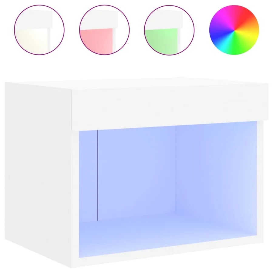 Table de chevet murale avec lumières LED blanc - 2