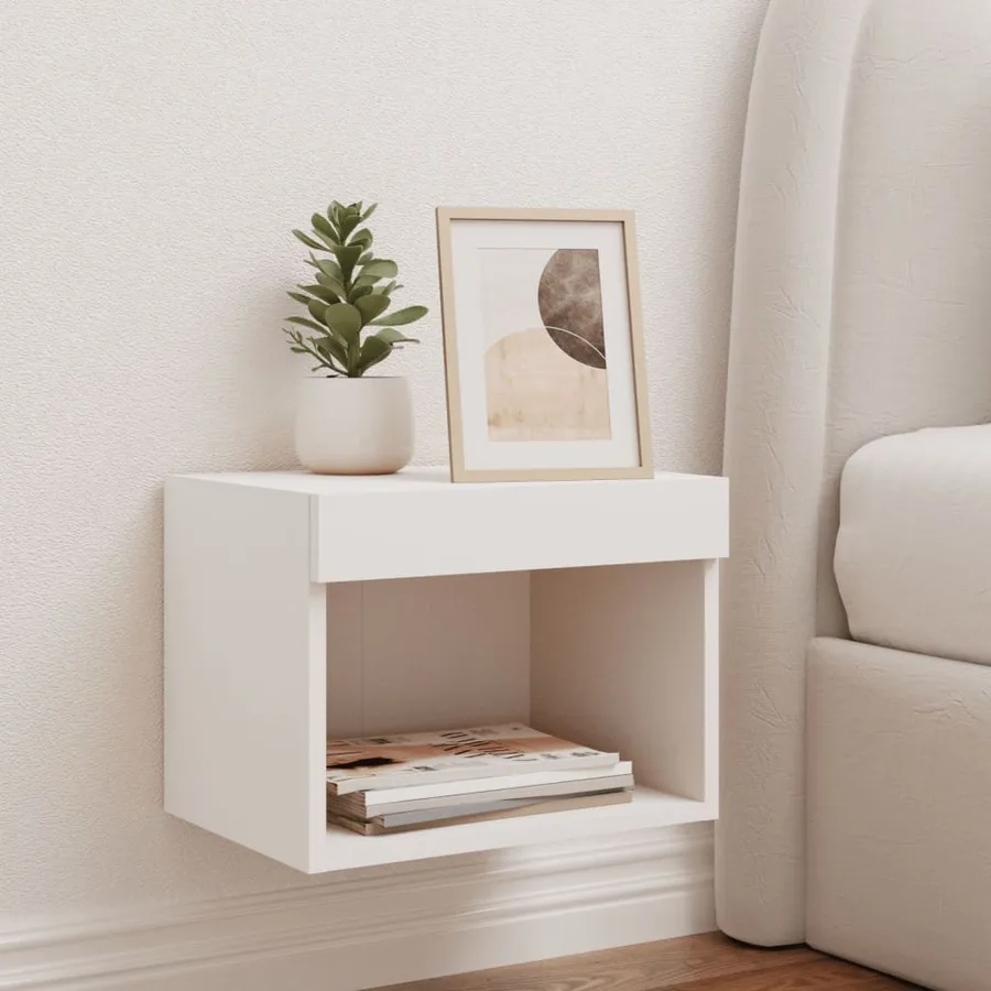 Table de chevet murale avec lumières LED blanc - 3