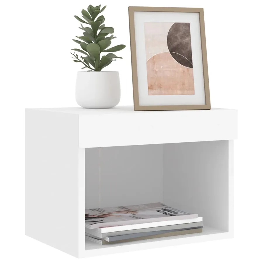 Table de chevet murale avec lumières LED blanc - 5