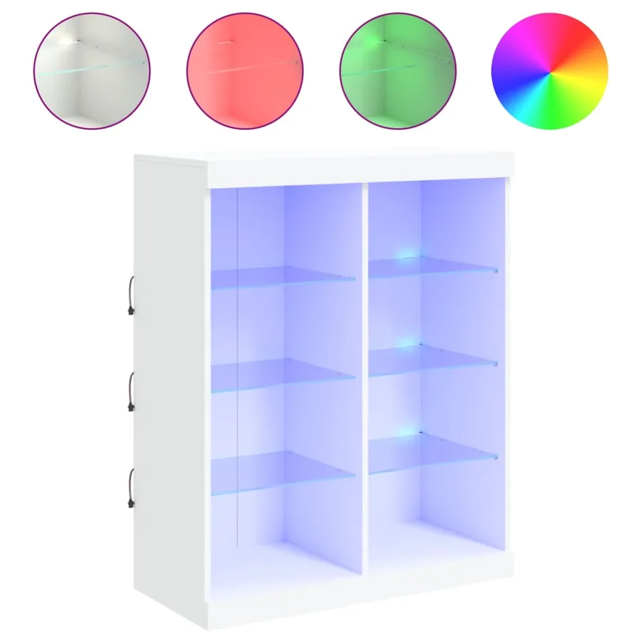 Buffet avec lumières LED blanc 81x37x100 cm - 2