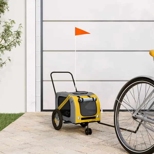 Remorque de vélo pour animaux de compagnie jaune et noir