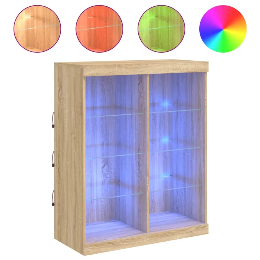 Buffet avec lumières LED chêne sonoma 81x37x100 cm - 2