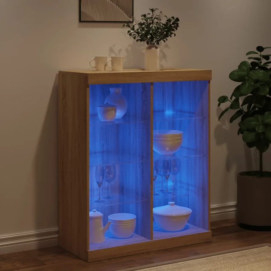 Buffet avec lumières LED chêne sonoma 81x37x100 cm - 4