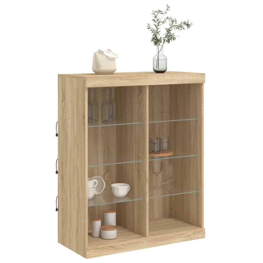 Buffet avec lumières LED chêne sonoma 81x37x100 cm - 5
