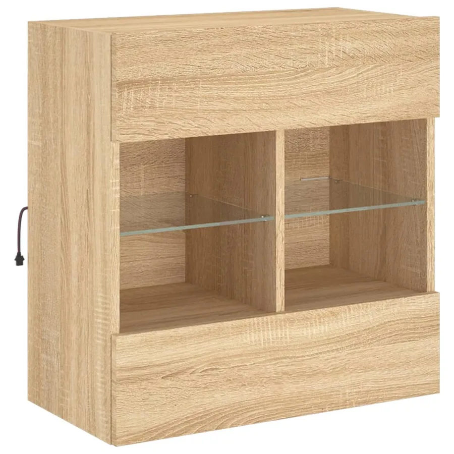 Meuble TV mural avec lumières LED chêne sonoma 58,5x30x60,5 cm - 5