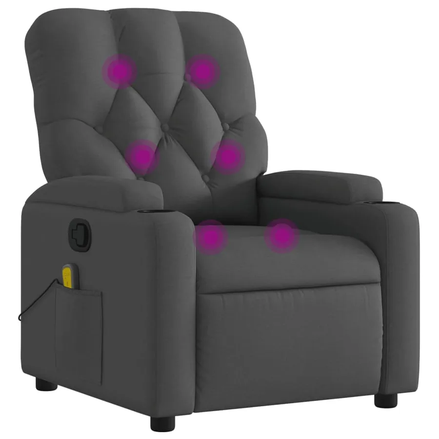 Fauteuil inclinable de massage gris foncé tissu - 2
