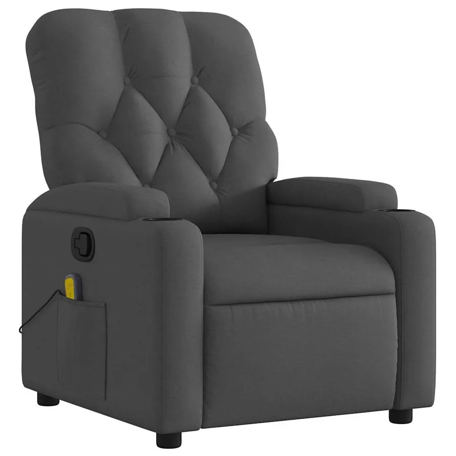 Fauteuil de massage inclinable Gris foncé Tissu - 4