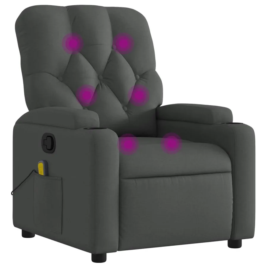 Fauteuil de massage inclinable gris foncé tissu - 2