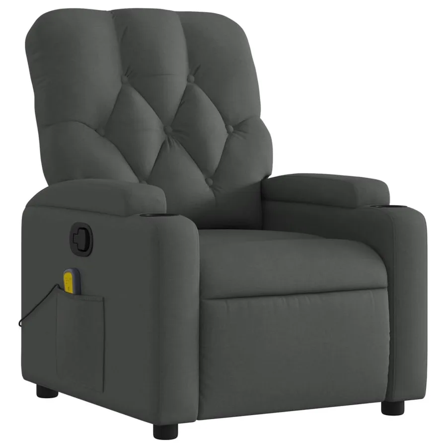 Fauteuil de massage inclinable gris foncé tissu - 3