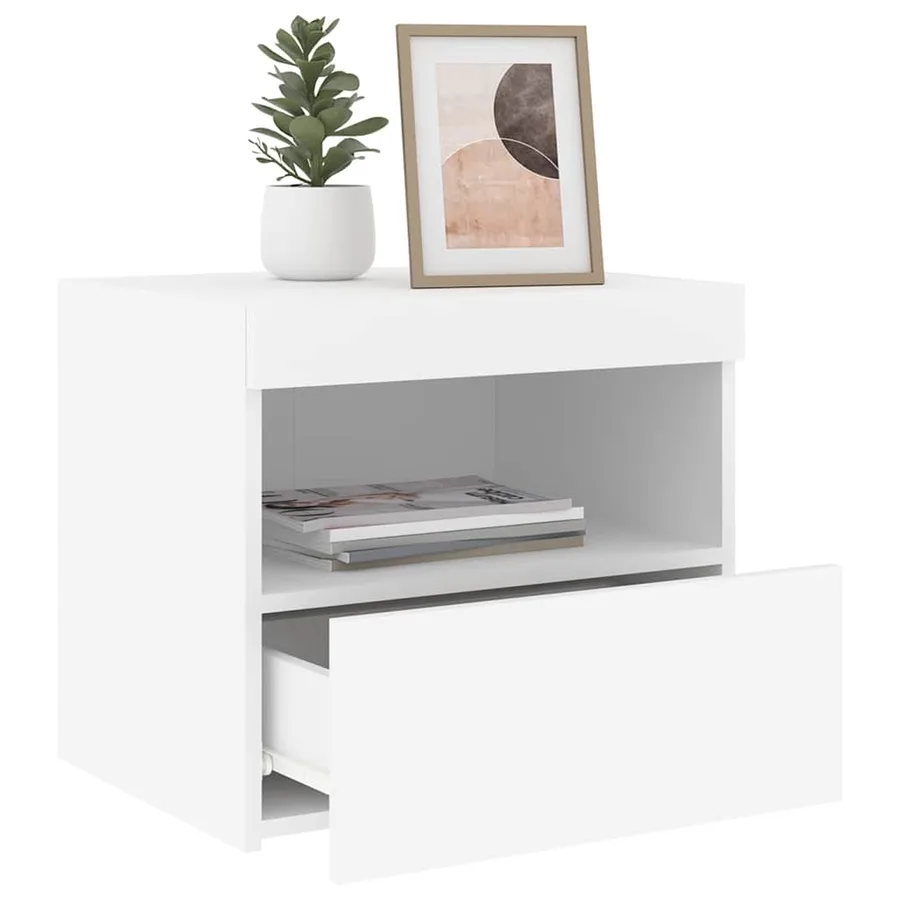 Table de chevet avec lumières LED blanc 50x40x45 cm - 5
