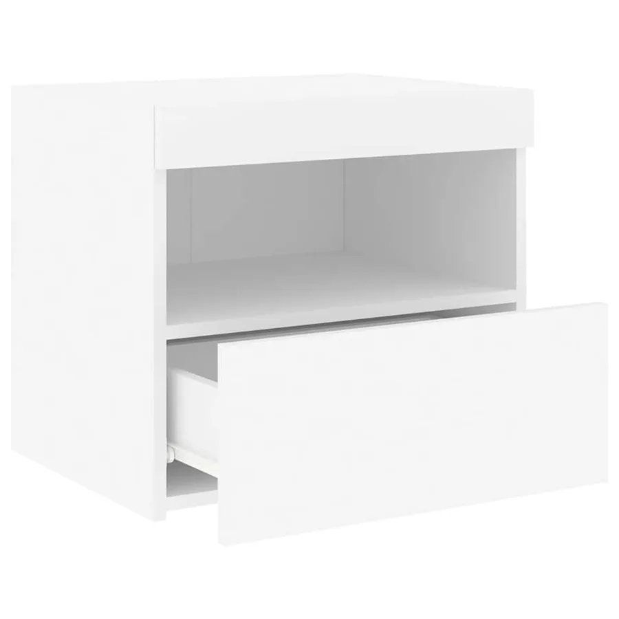Table de chevet avec lumières LED blanc 50x40x45 cm - 7