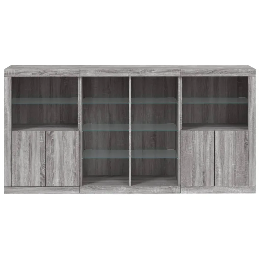 Buffet avec lumières LED sonoma gris 202x37x100 cm - 6