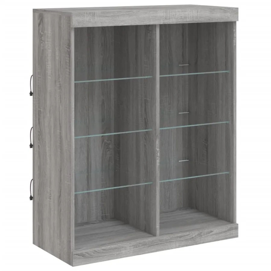 Buffet avec lumières LED sonoma gris 202x37x100 cm - 9