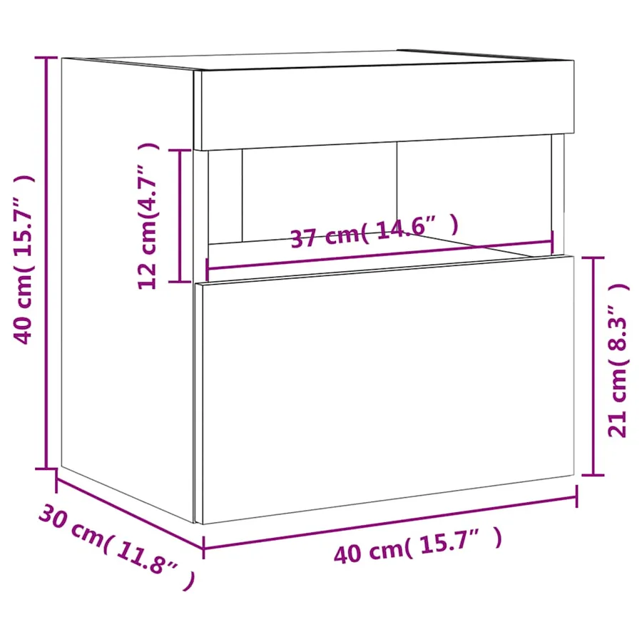 Meubles TV muraux avec lumières LED 2 pcs blanc 40x30x40 cm - 19