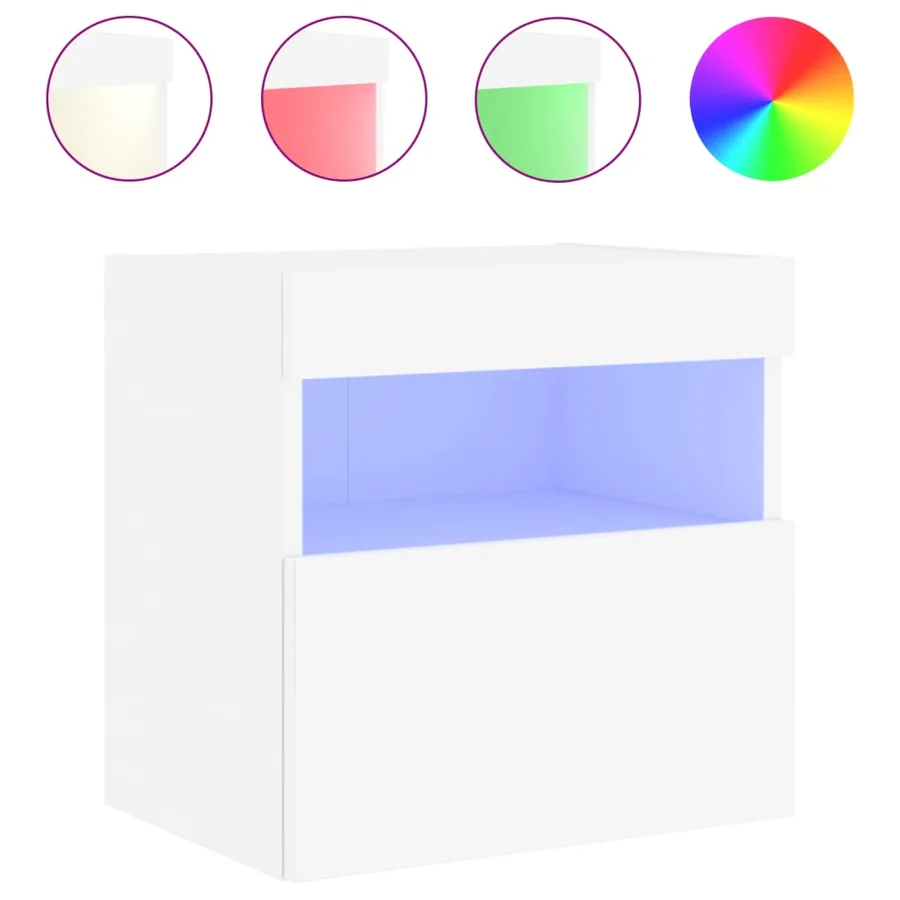 Meubles TV muraux avec lumières LED 2 pcs blanc 40x30x40 cm - 7