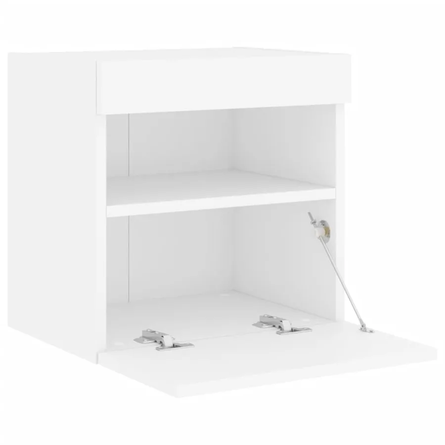 Meubles TV muraux avec lumières LED 2 pcs blanc 40x30x40 cm - 9