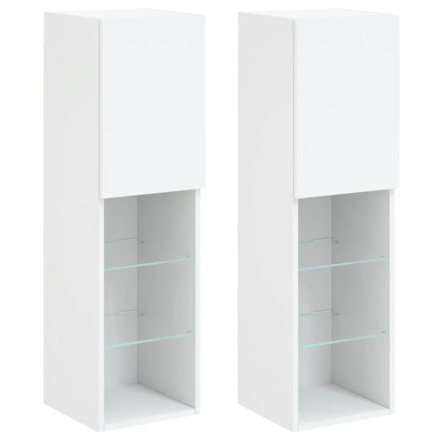 Meubles TV avec lumières LED 2 pcs blanc 30,5x30x102 cm - 2