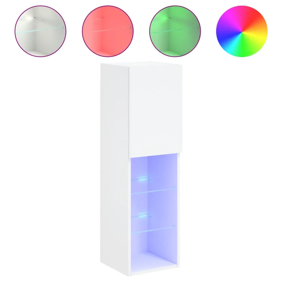 Meubles TV avec lumières LED 2 pcs blanc 30,5x30x102 cm - 6