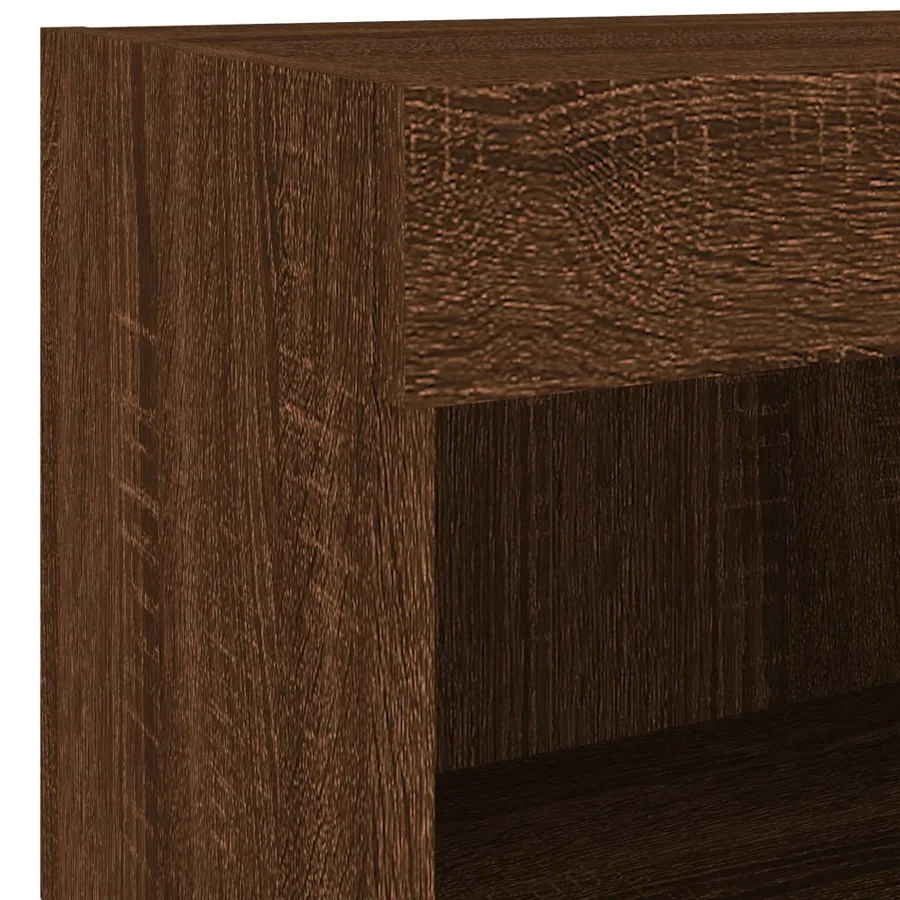 Tables de chevet murales avec lumières LED 2 pcs chêne marron - 12