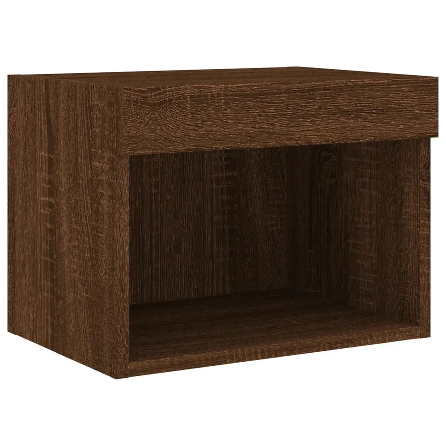 Tables de chevet murales avec lumières LED 2 pcs chêne marron - 8