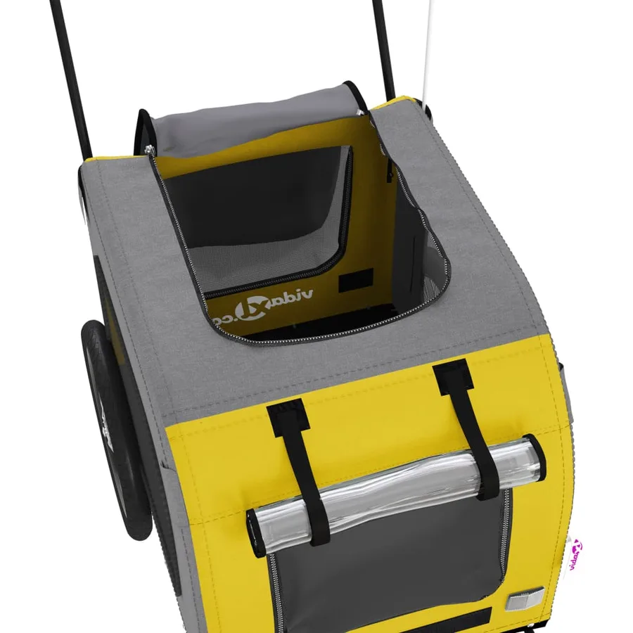 Remorque de vélo pour animaux de compagnie jaune et gris - 10