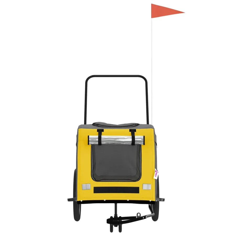 Remorque de vélo pour animaux de compagnie jaune et gris - 4