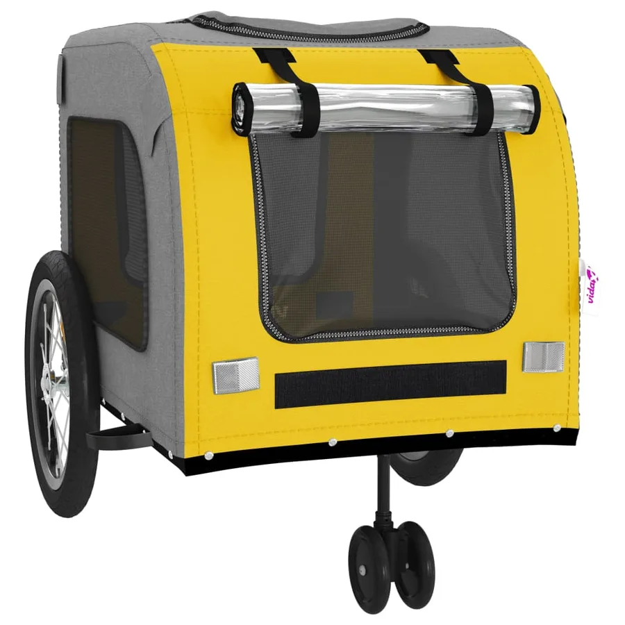 Remorque de vélo pour animaux de compagnie jaune et gris - 5
