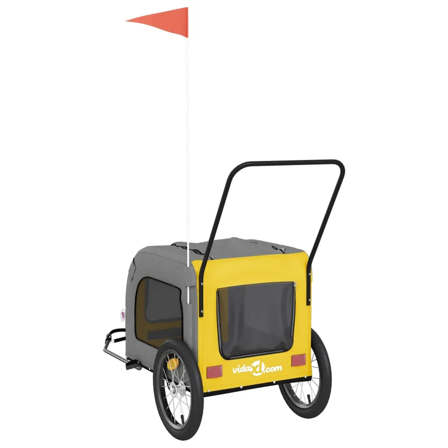 Remorque de vélo pour animaux de compagnie jaune et gris - 8