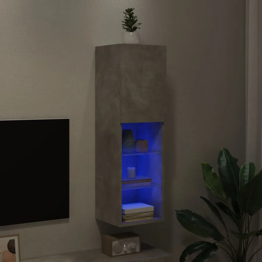 Meuble TV avec lumières LED gris béton 30,5x30x102 cm - 5