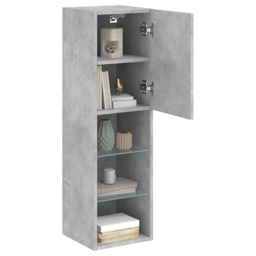 Meuble TV avec lumières LED gris béton 30,5x30x102 cm - 6