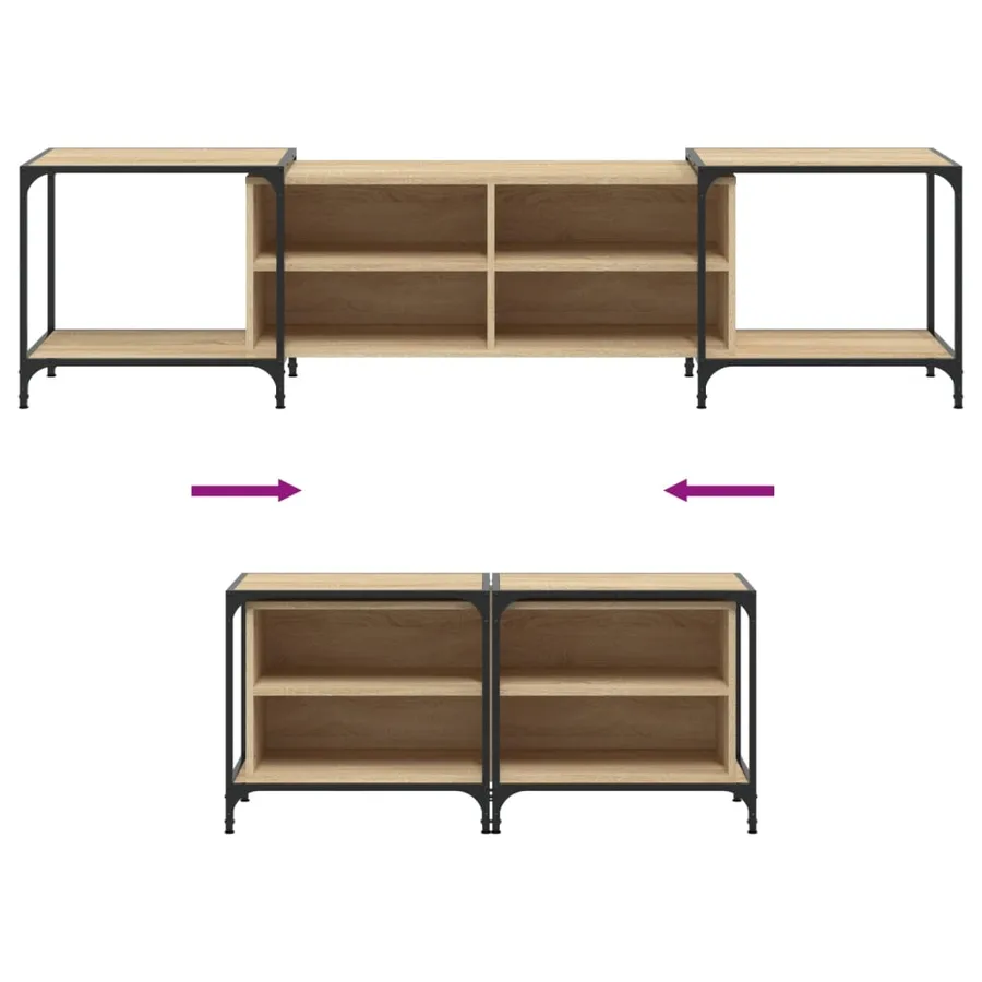 Meuble TV chêne sonoma 203x37x50 cm bois d'ingénierie - 7