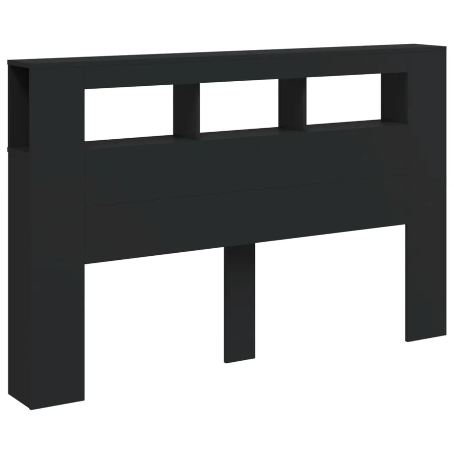 Tête de lit à LED noir 160x18,5x103,5 cm bois d'ingénierie - 5
