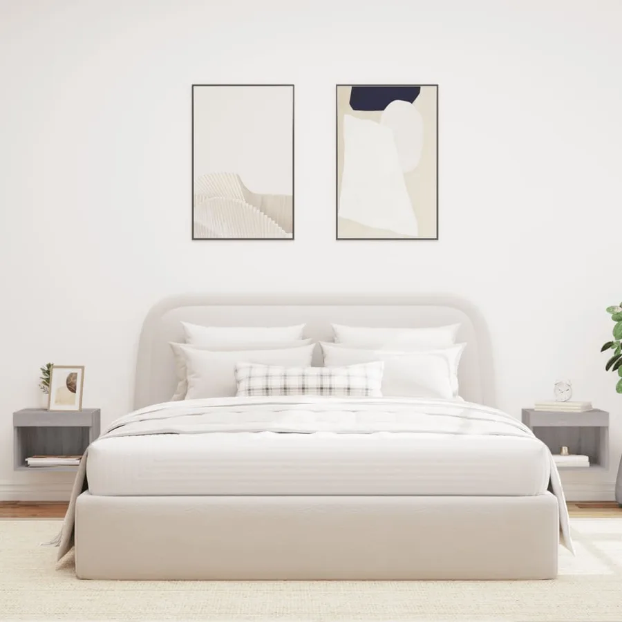 Tables de chevet murales avec lumières LED 2 pcs sonoma gris - 3