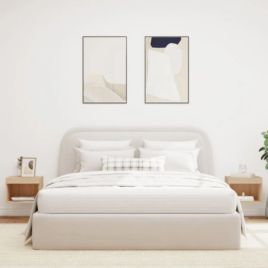 Tables de chevet murales avec lumières LED 2 pcs chêne sonoma - 3