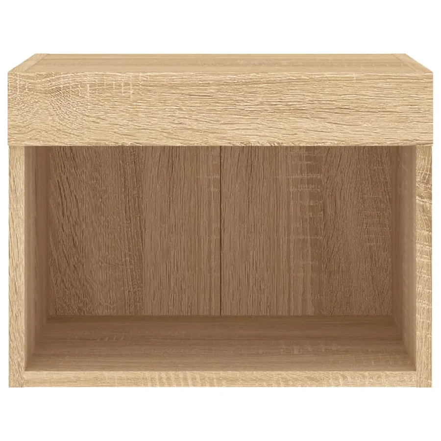 Tables de chevet murales avec lumières LED 2 pcs chêne sonoma - 9