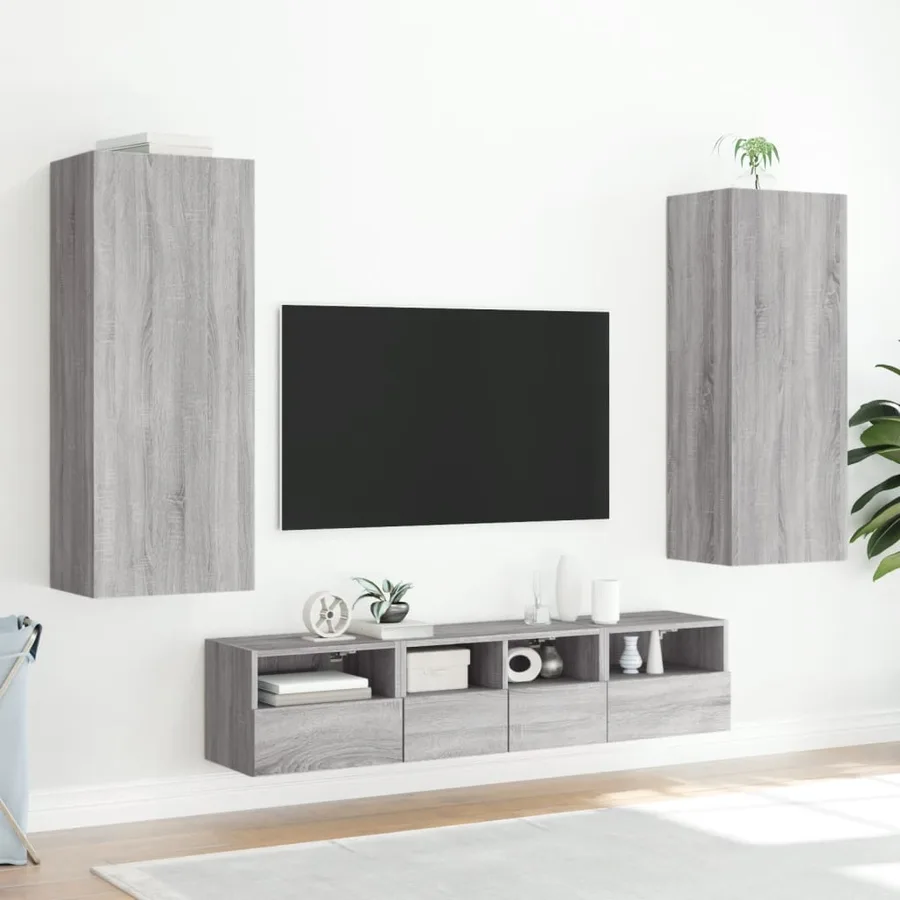 Meuble TV mural sonoma gris 40,5x30x102 cm bois d'ingénierie - 4